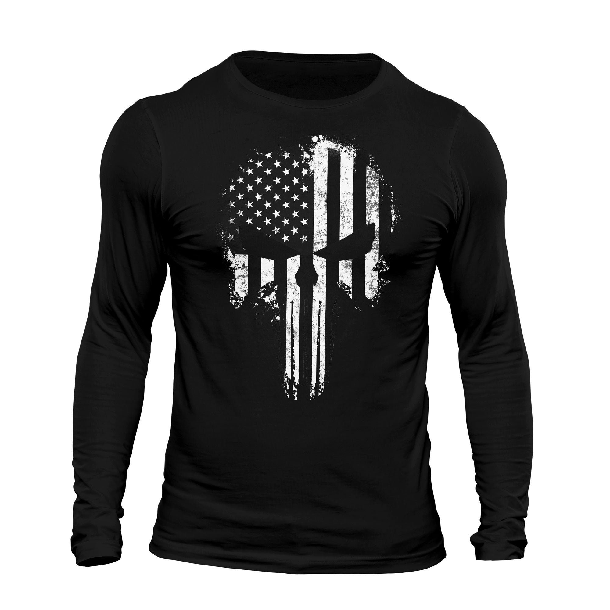 【関税・送料込】Skull logo long sleeve t-shirts - 1261 Amazon.com: Black and White Striped Skull Pattern Monochrome