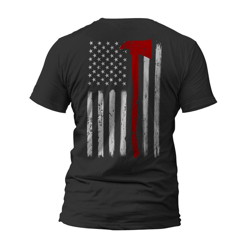 Thin Red Line Flag Axe Design US Firefighter Front or Back - Etsy