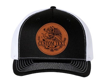 Trucker Hat Baseball Cap Mexican Hat Custom Text Personalized Mexican Flag Eagle Leather Patch Style Hat