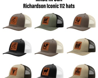 Trucker Hat Baseball Cap Farm Animal Ranch Leather Patch Style Hat