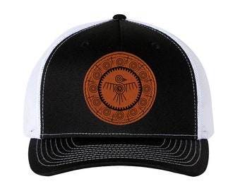 Trucker Hat Baseball Cap Aztec Quetzal Bird Leather Patch Style Hat
