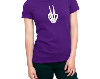 Halloween skelet handvrede vrouwen T-shirt