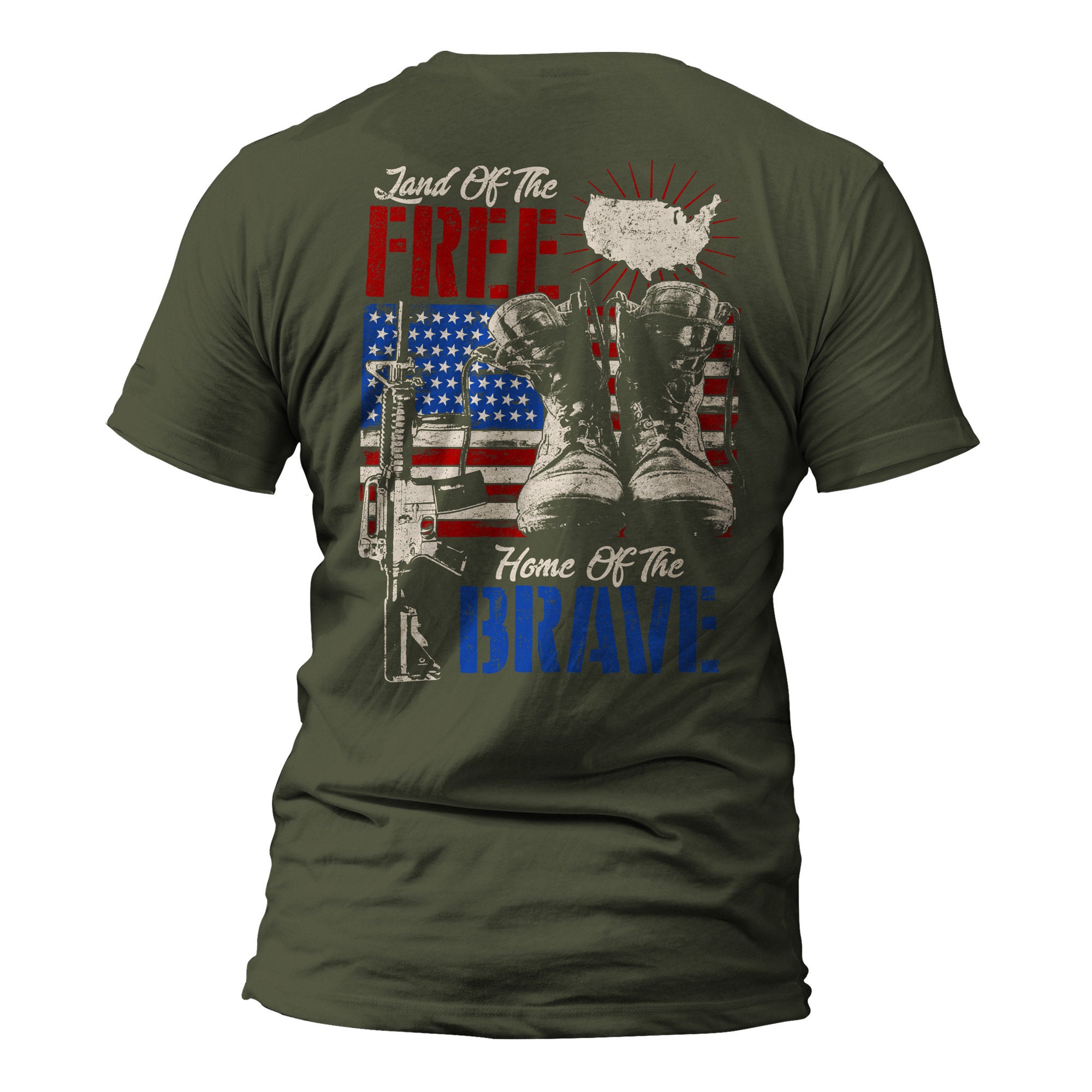 Land of the Free Home of the Brave Front or Back Print T-shirt - Etsy