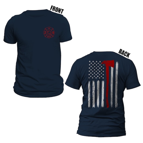 Thin Red Line Flag With Axe US Firefighter Front & Back Print - Etsy