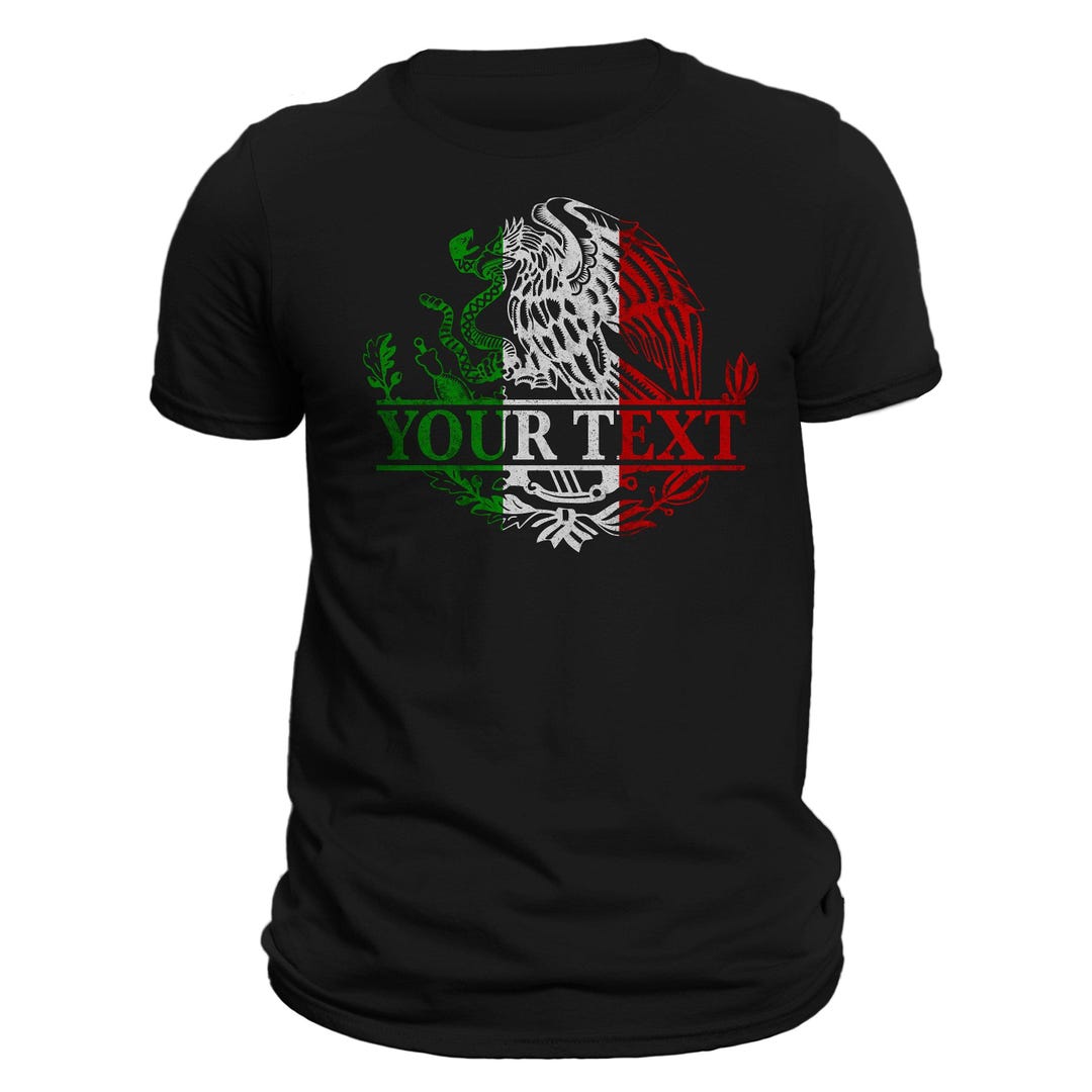 Shirt Emblems Custom Text Mexican Eagle Emblem T-shirt- Playera Personalizada Con ...