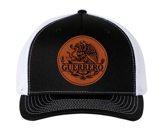 Trucker Hat Baseball Cap Mexican Hat Guerrero Mexico Eagle Leather Patch Style Hat