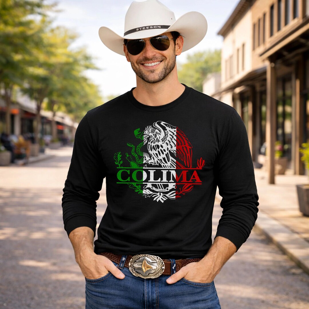 Colima Mexican Flag Eagle Long Sleeve T-shirt - Etsy