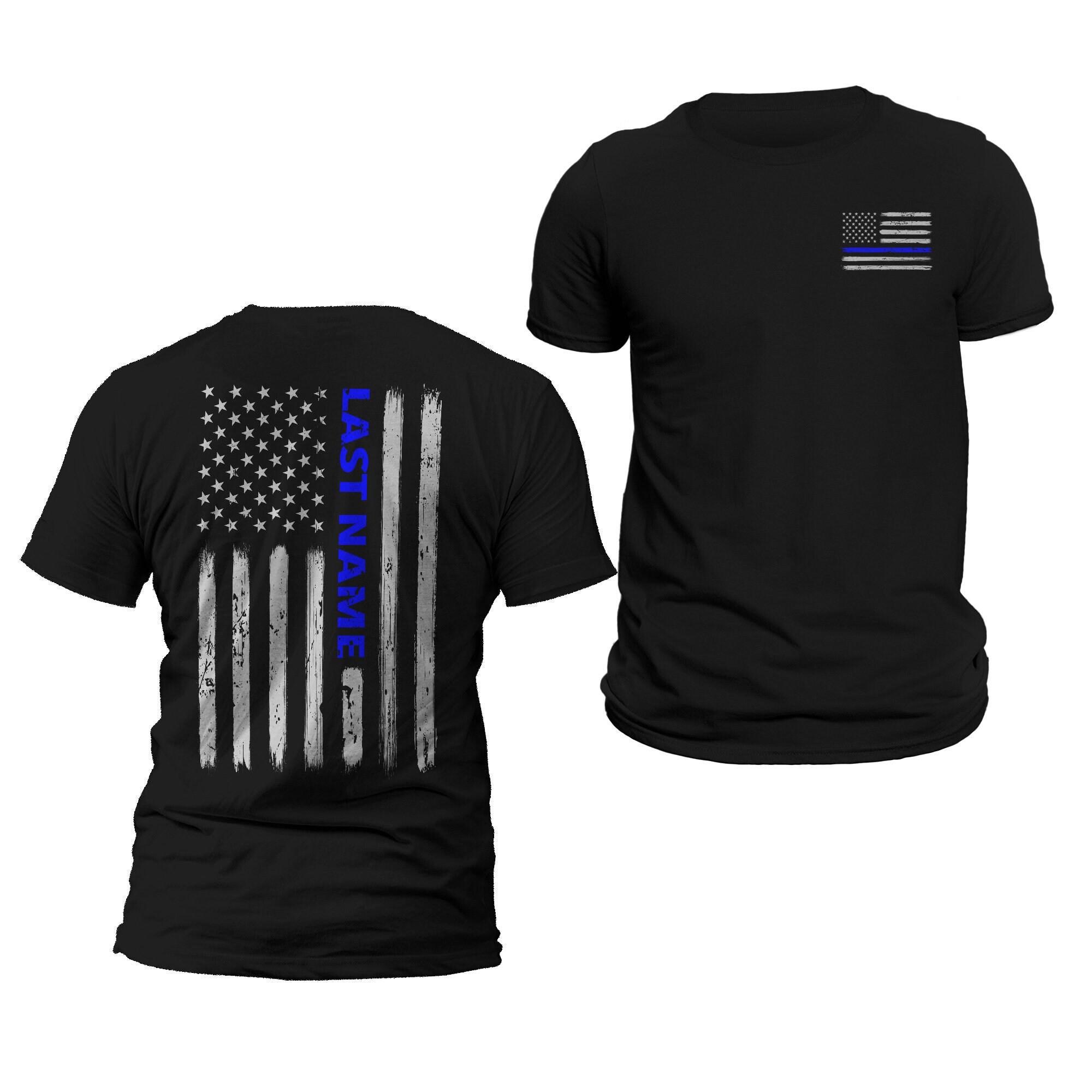 Custom Name Personalized Police Thin Blue Line Vertical Flag T