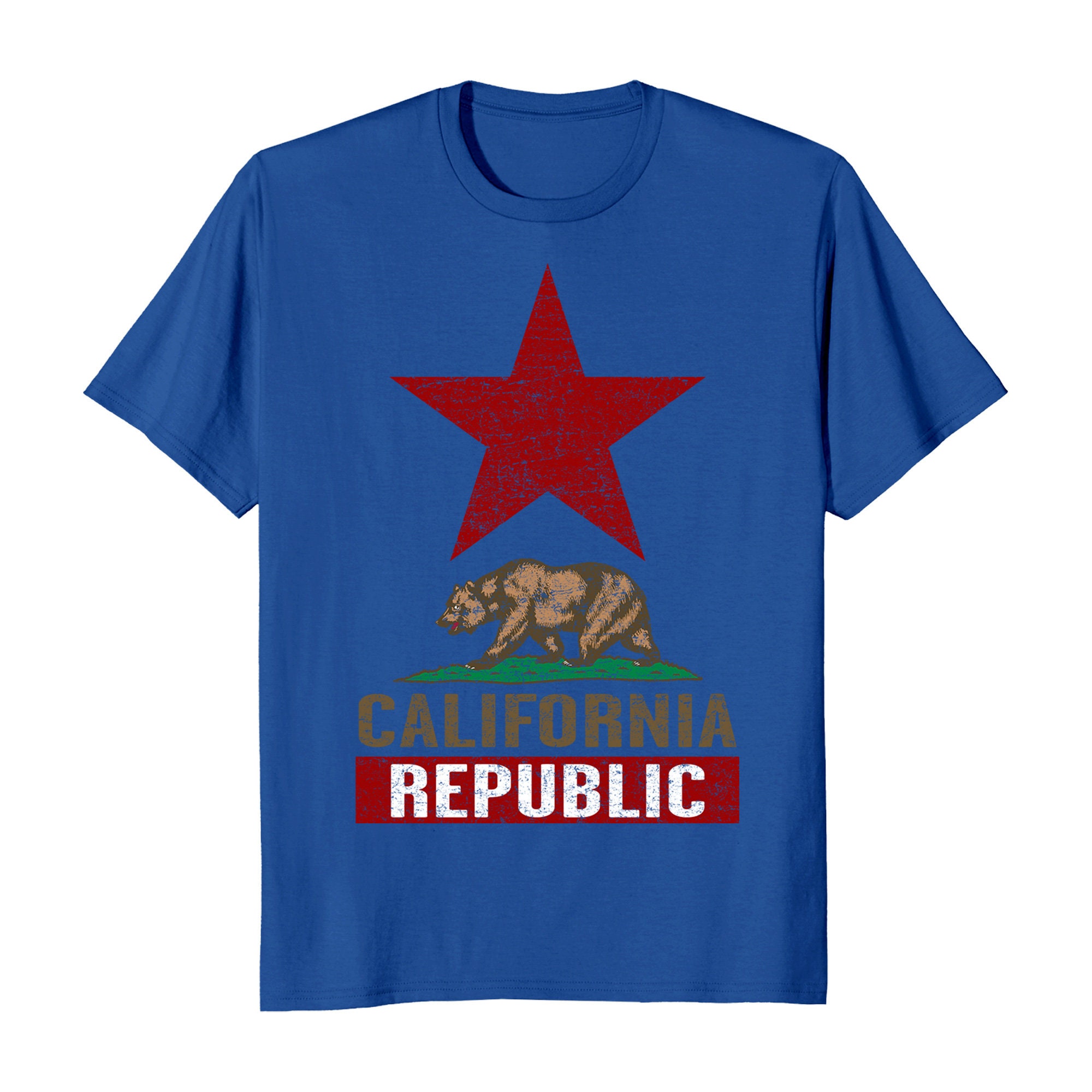 Buy California Republic Flag Large Star Men's T-shirt Online in