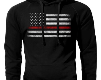 Dunne rode lijn vlag VS brandweerman hoodie sweatshirt