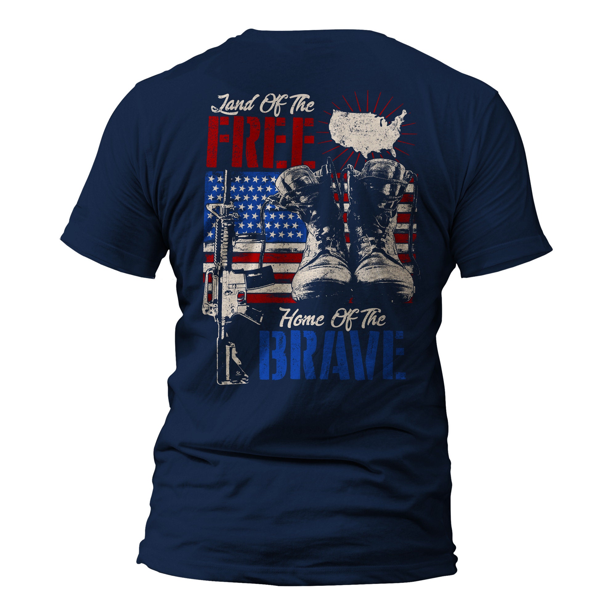 Land of the Free Home of the Brave Front or Back Print T-shirt - Etsy