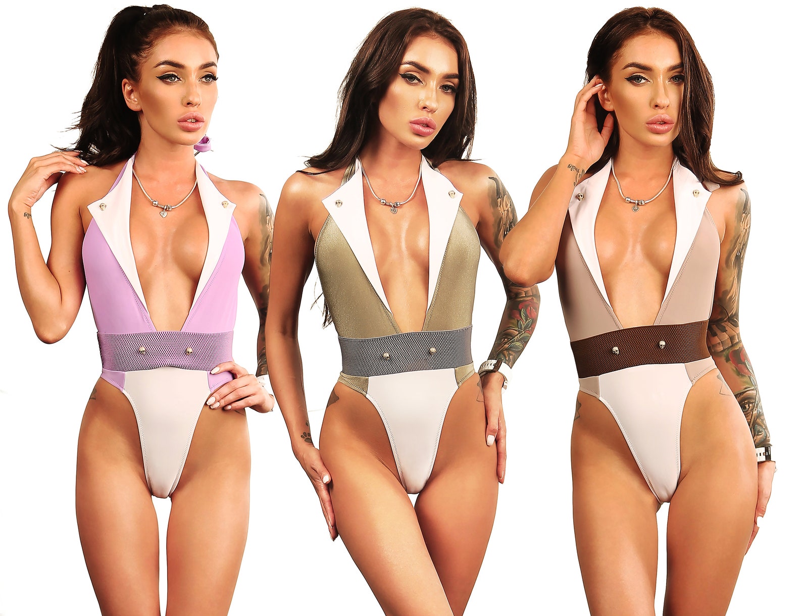 Sexy bathing suit High waist swimsuit One piece vintage monokini Cute bodys...