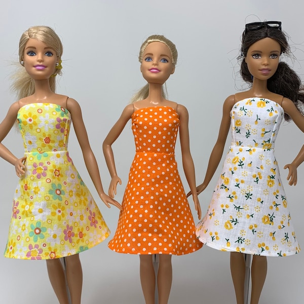 Set Of 3 Handmade 11.5"  Fashion Doll Clothes Set of 3 Lot #B336 Dresses