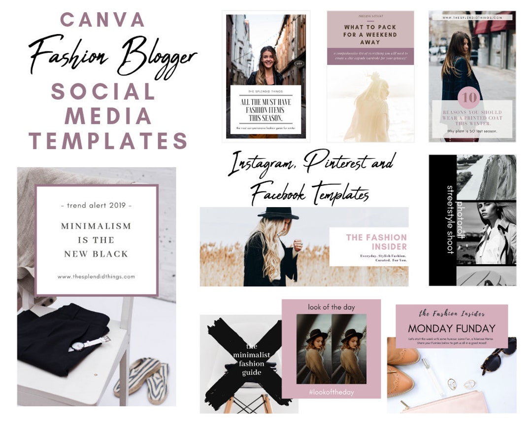 Canva Fashion Blogger Social Media Kit - Etsy