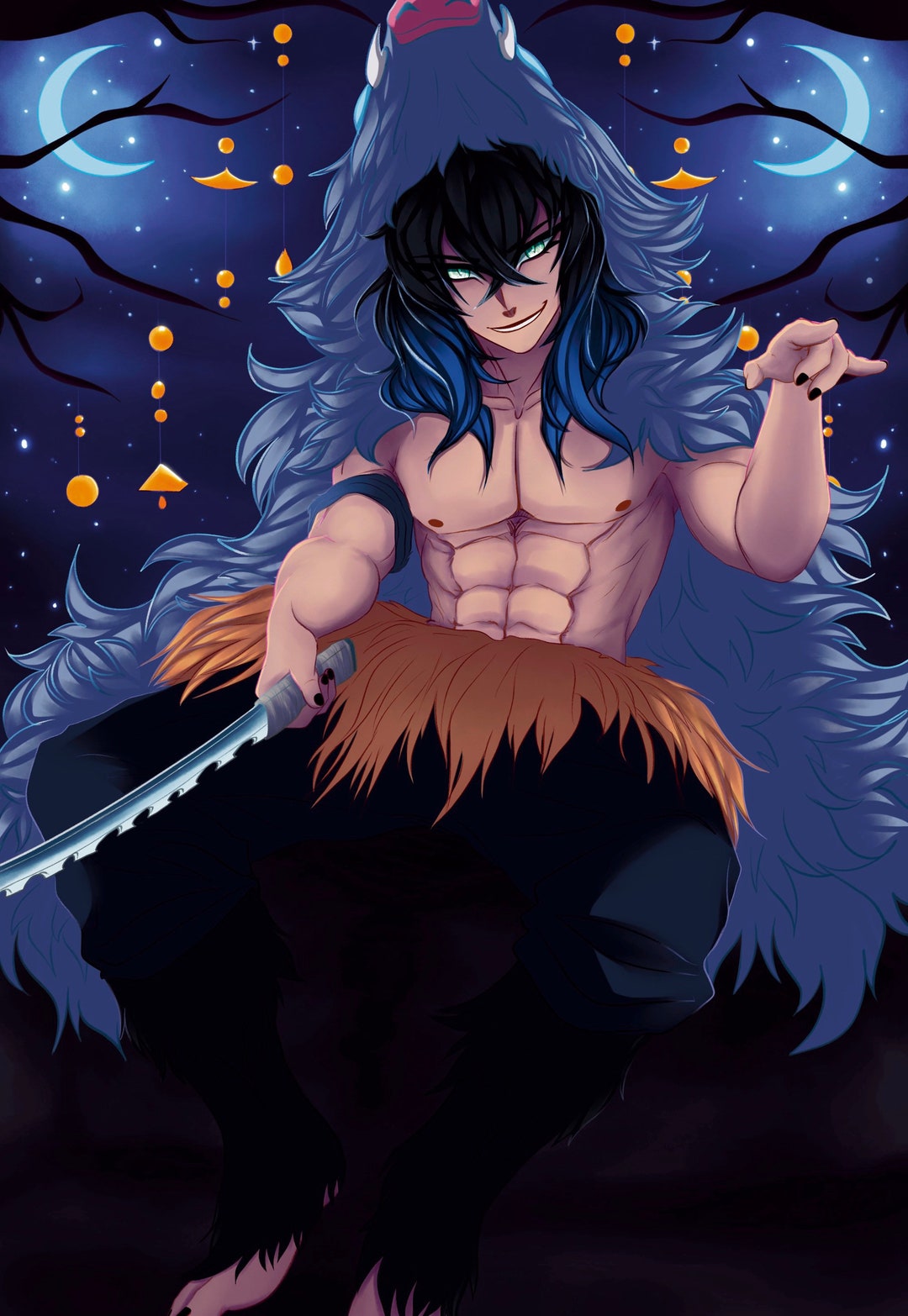 Boar King Demon Print 11x16 - Etsy
