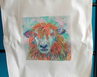 David the sheep natural cotton canvas tote bag