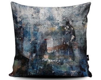 Faith, colourful abstract faux suede cushion, made in the UK
