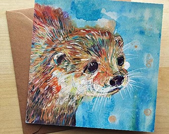 Merlin the otter greeting card - blank inside, perfect for any occasion