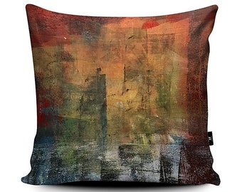 Fury, colourful abstract faux suede cushion, made in the UK