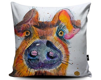 Barnaby the pig faux suede cushion