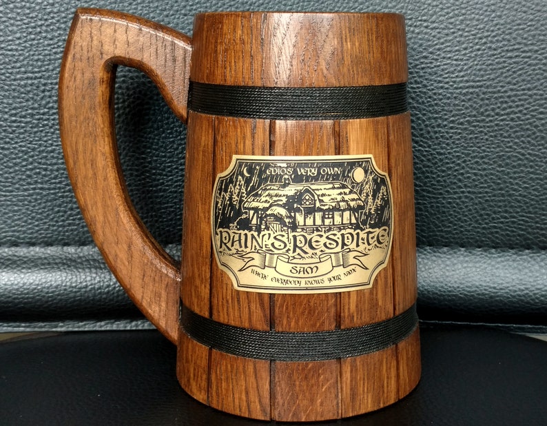 Wooden beer mug Lord of the rings Prancing Pony mug Oak Lotr | Etsy
