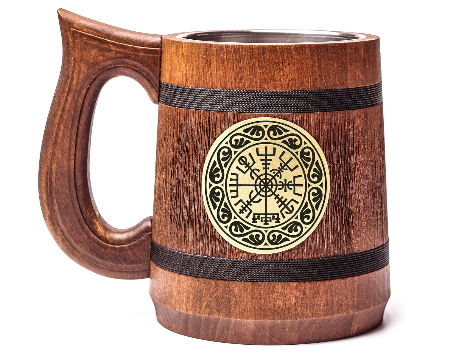 Viking Wedding Wooden Mug Personalized Viking Runes Ornament Etsy