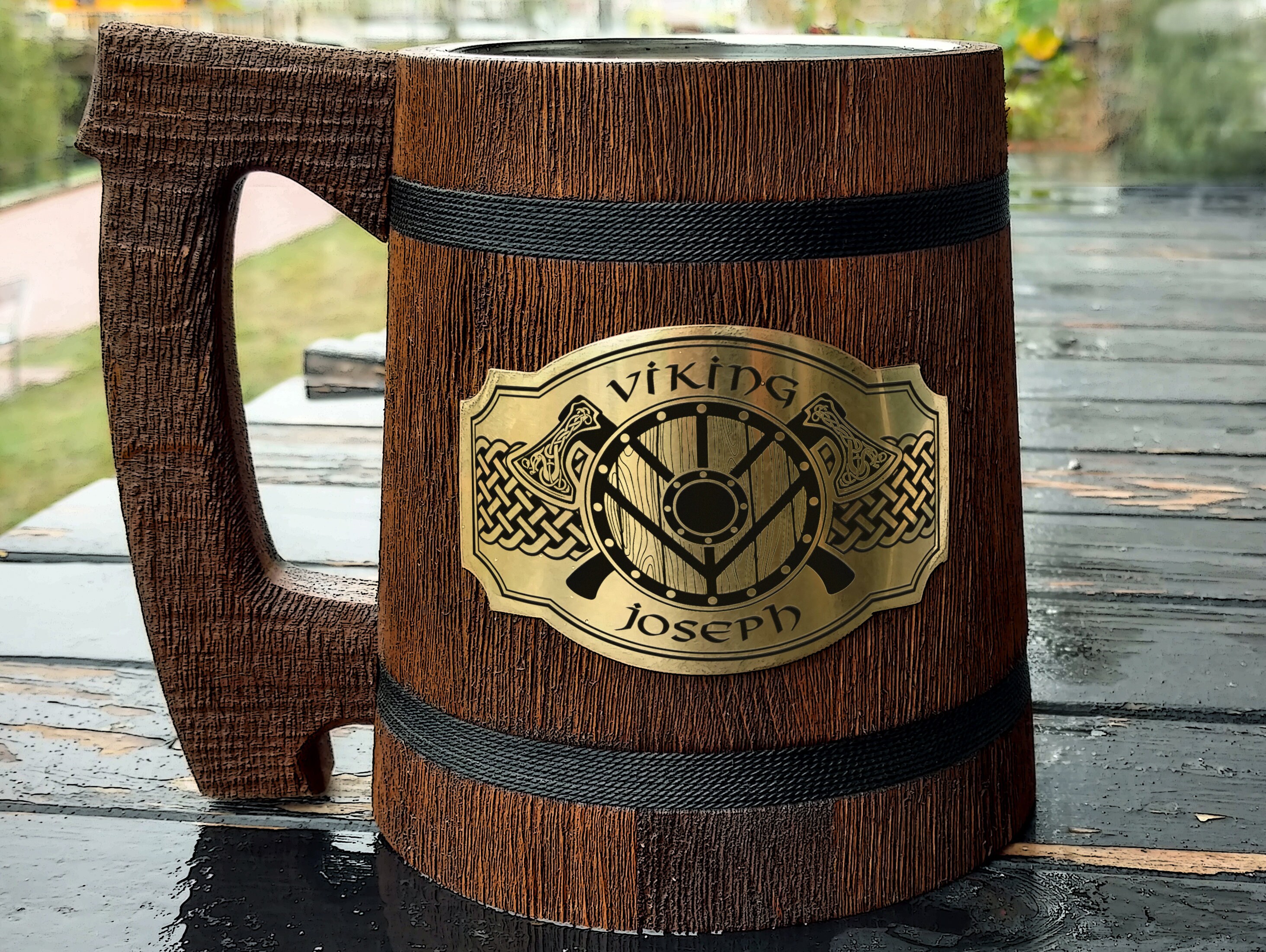 Wooden Beer Stein Viking Room Decor 1 Year Anniversary Gifts Etsy