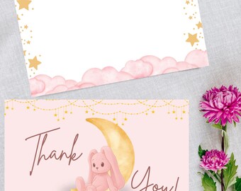 Thank You Bunny Baby Shower Card Template Digital Download