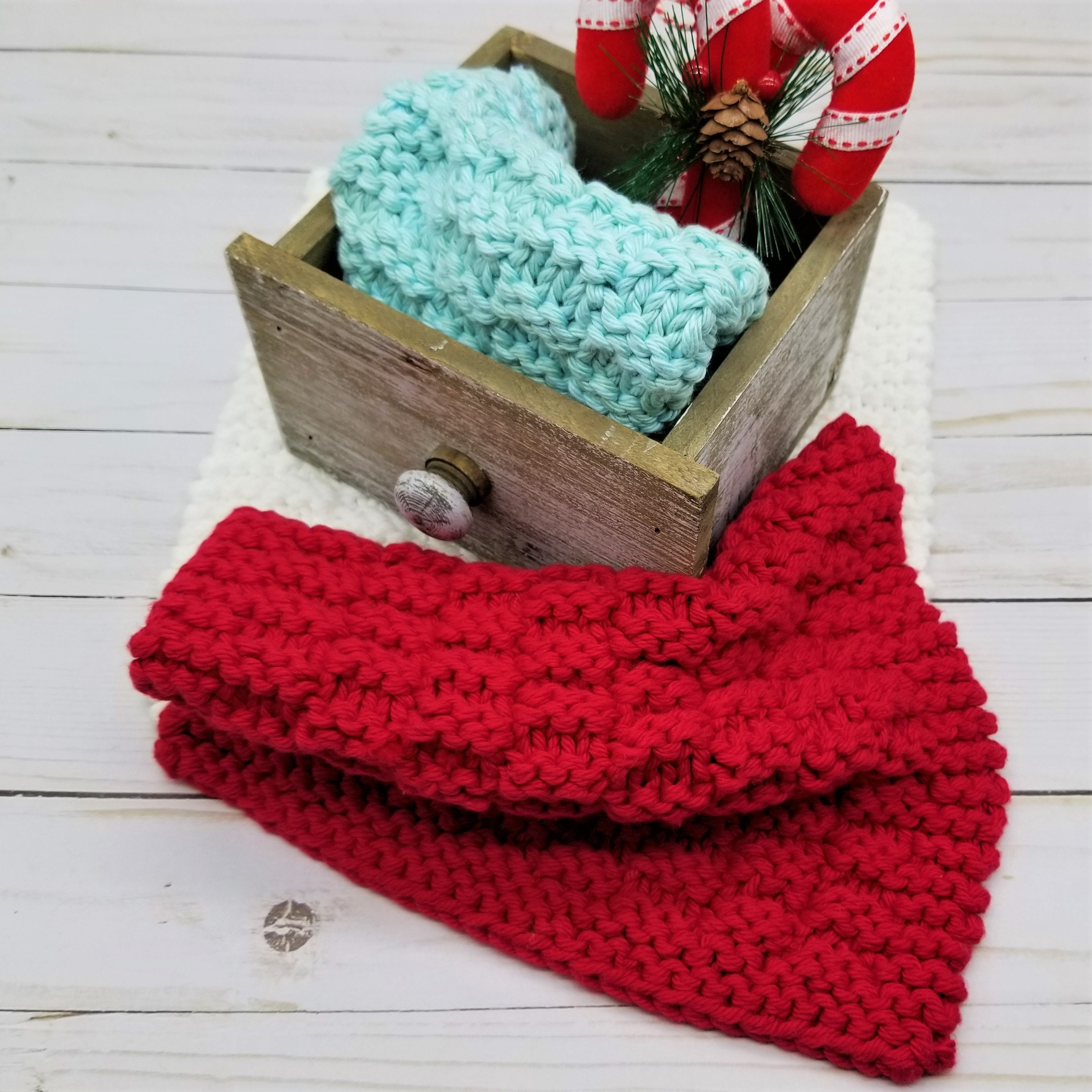 Netted Dish Rag Christmas Dishcloth Knitting Pattern, Knit Dishcloth Pattern for ...