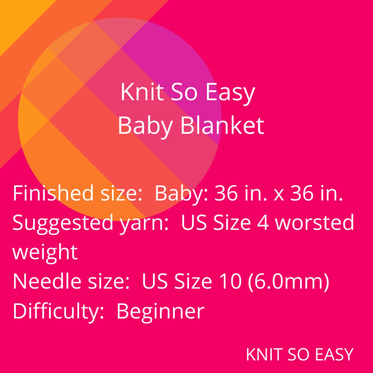 Baby Blanket Knitting Pattern for Girl, Easy Baby Blanket Pattern, Baby Girl Knit Blanket