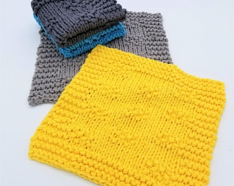 Washcloth Knitting Pattern, Beginner Knit Washcloth Pattern, Quick Washcloth PDF, Fast Knit Washcloth, DIY Knitted Bath Cloth, Drexel