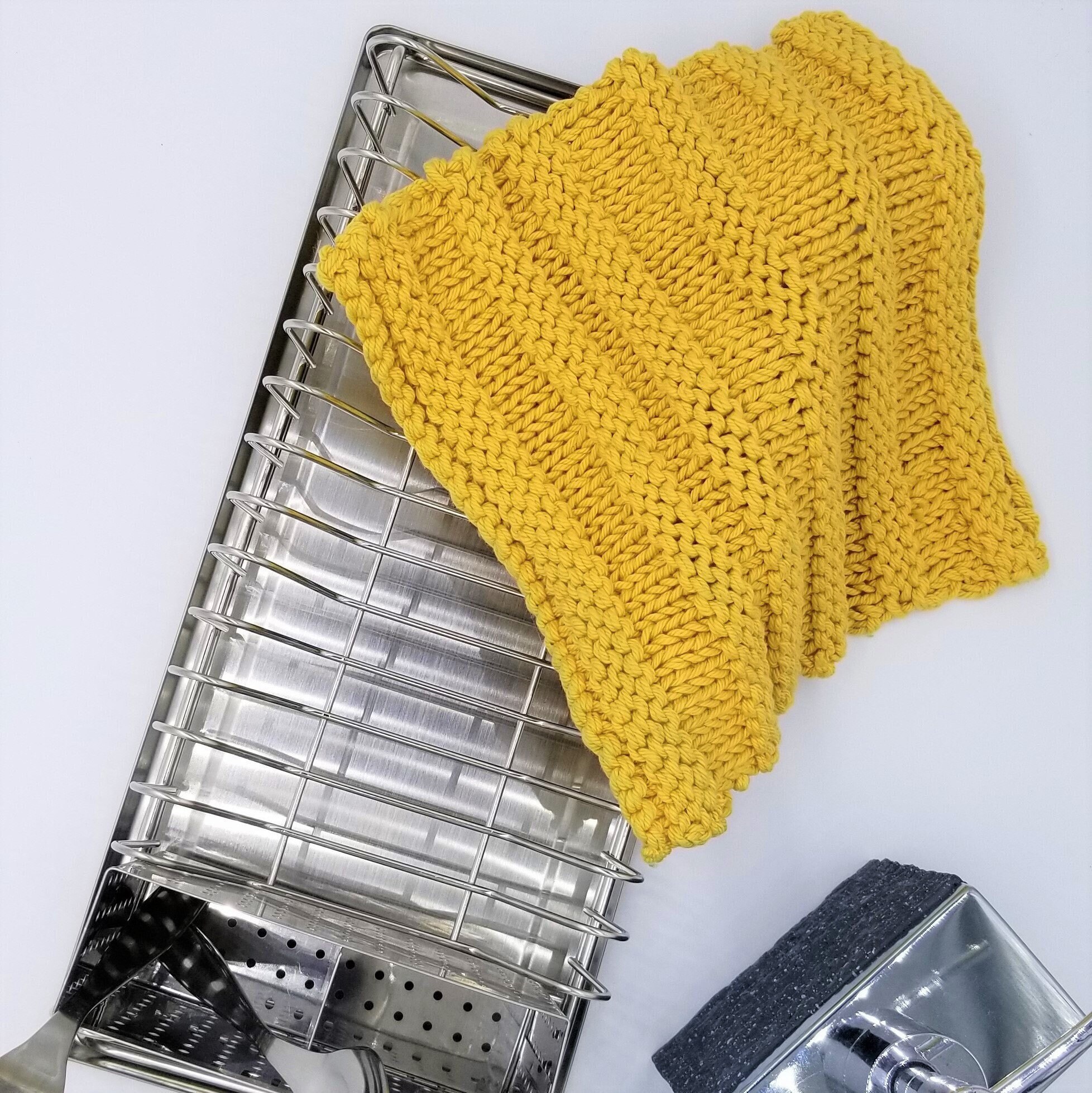 Easy Knit Dishcloth Pattern for Beginners Kitchen Dish Cloth Knitting
