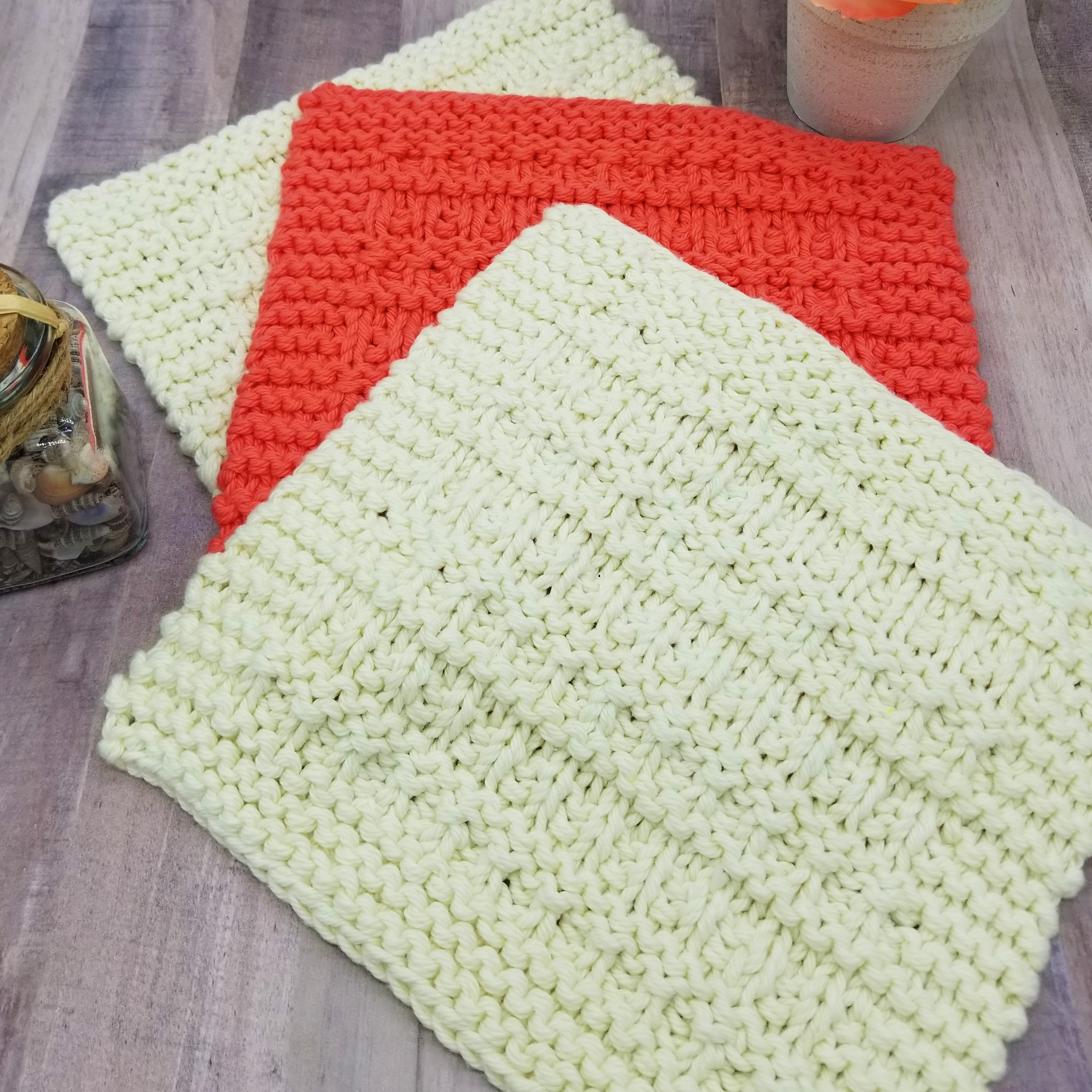 Washcloth Knitting Pattern, Knit Washcloth Pattern Bath Decor, Knit Washcloth Pattern for Home