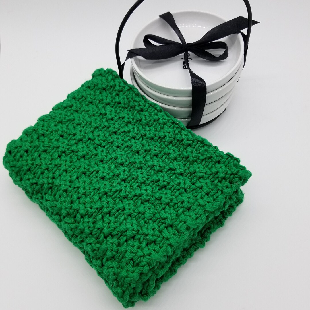 Dish Towel Knitting Pattern for St. Patrick's Day, Easy Knit Dish Towel