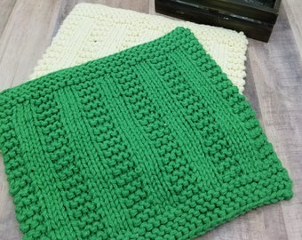 Dishcloth Knitting Pattern for St. Patrick's Day Kitchen Home Decor Gifts, Easy Knit Dishcloth Pattern for Beginner Knitters, Cedar Rock