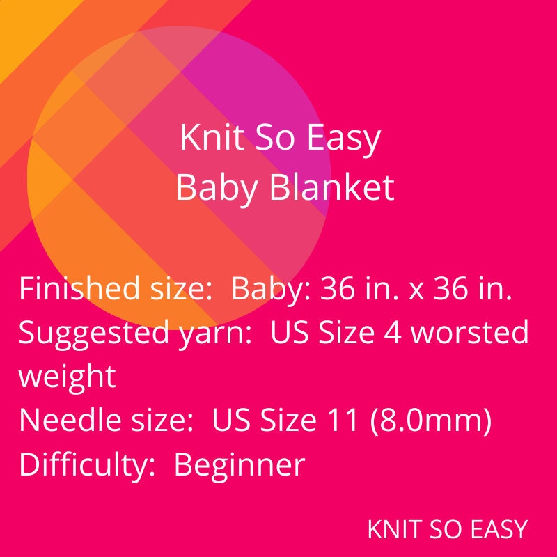 Baby Blanket Knitting Pattern Fast Easy Knit Baby Blanket Etsy
