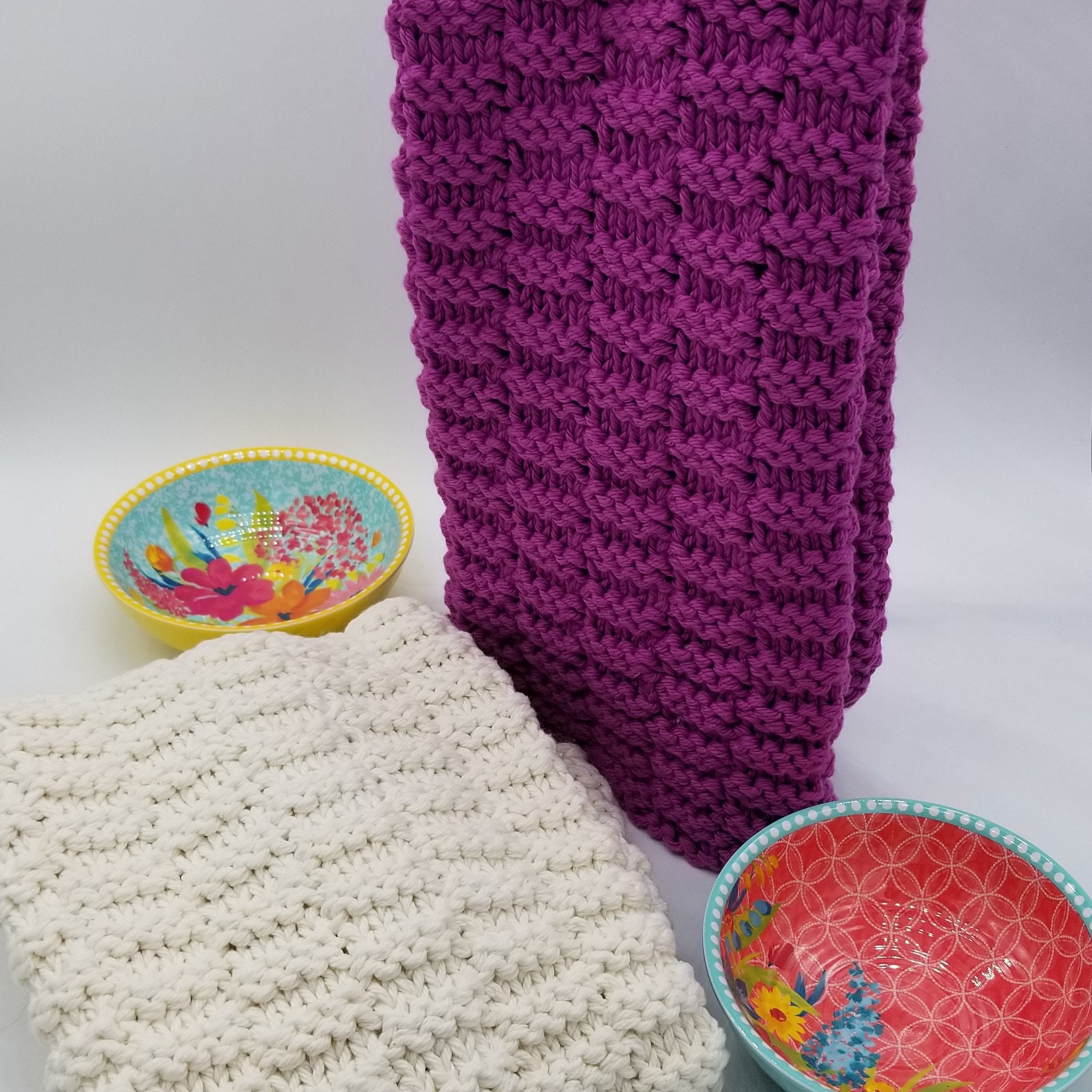 Knitted Hand Towel Pattern ǀ Knit Dish Towel ǀ Creekway Etsy