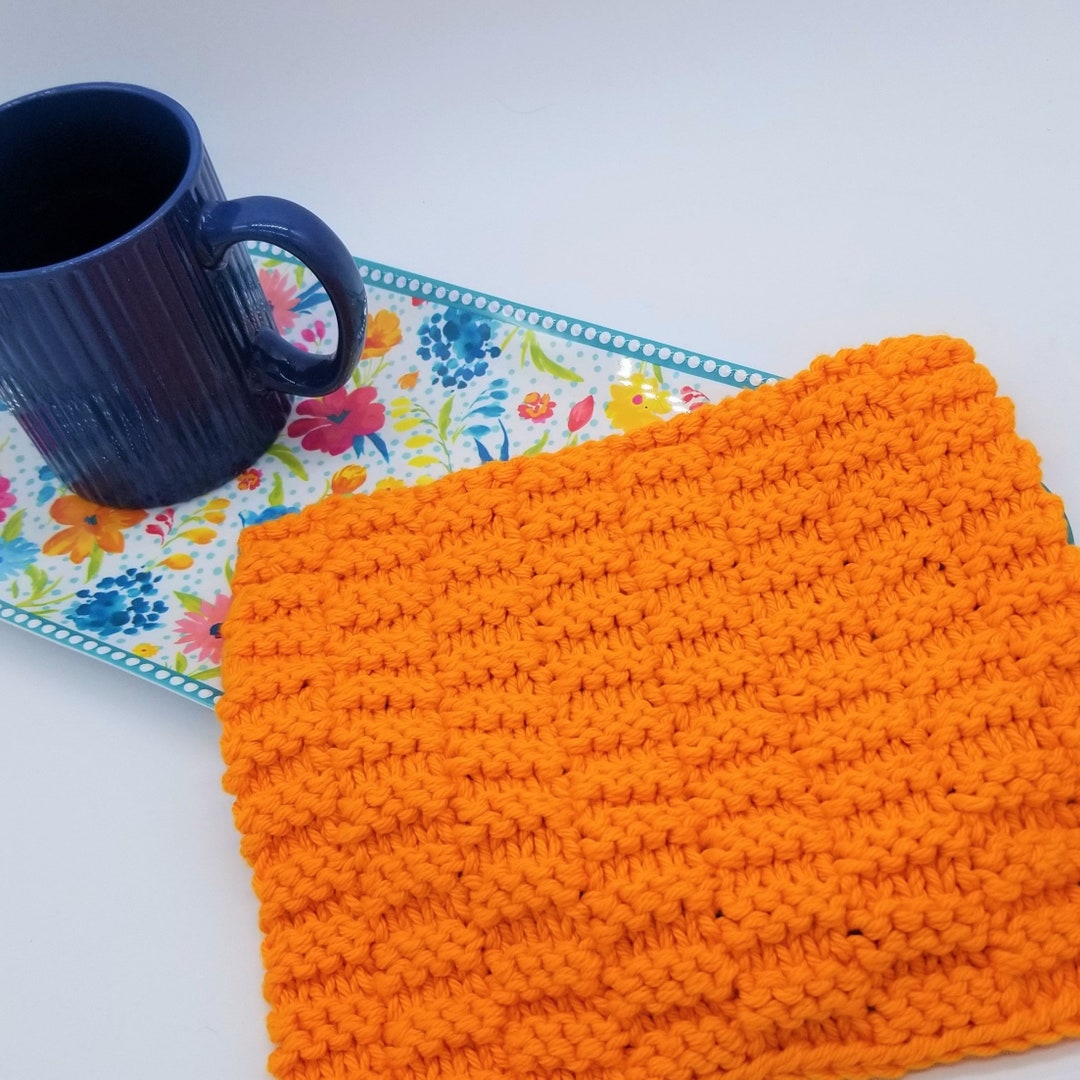 Textured Dishcloth Knitting Pattern, Knitted Dishcloth Kitchen Decor