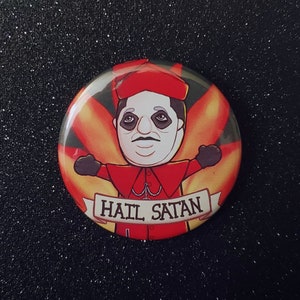 2.25" Cardinal Copia Plush Hail Satan Button