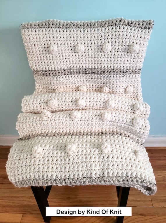 Fog Horn Single Crochet Blanket CROCHET PATTERN Crocheted Chunky Afghan Pattern.