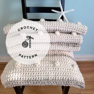 CROCHET PATTERN: Fog Horn Single Crochet Blanket. Crocheted Chunky Afghan Pattern.