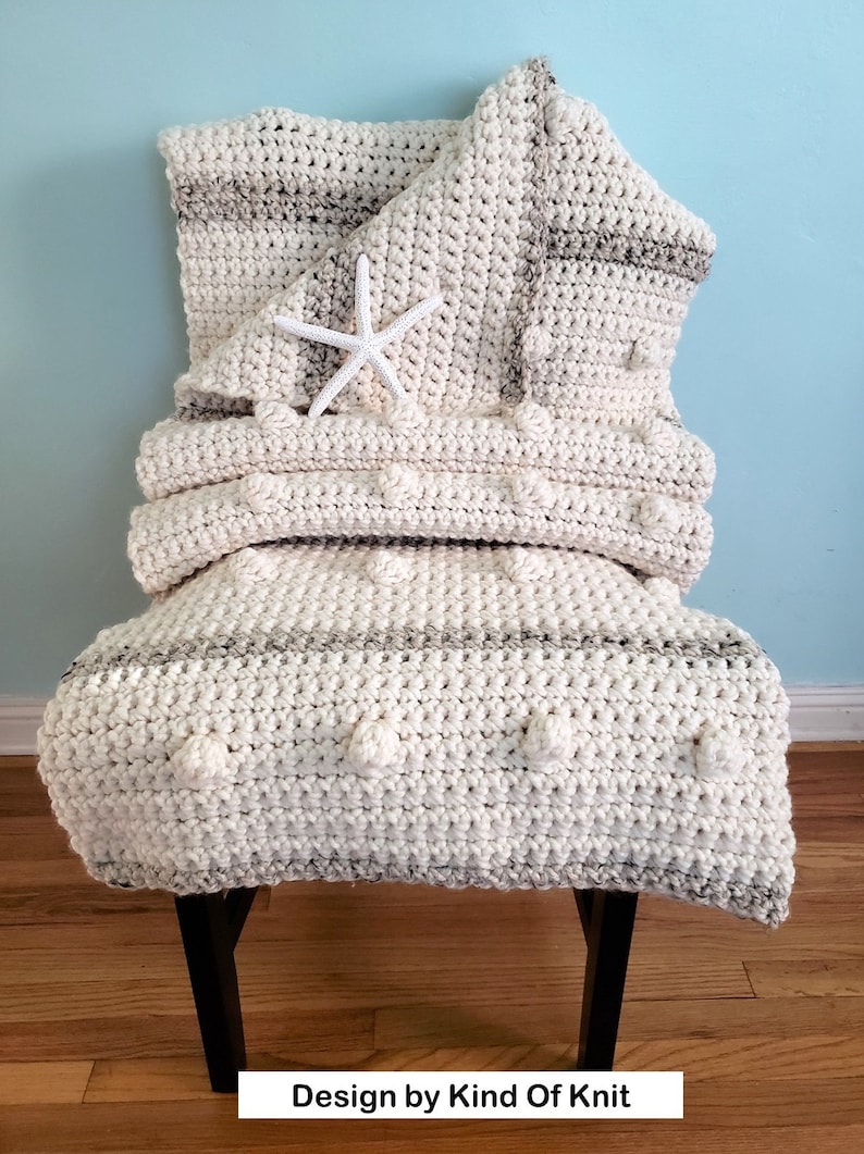 Fog Horn Single Crochet Blanket CROCHET PATTERN Crocheted Chunky Afghan Pattern.