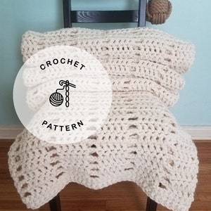 CROCHET PATTERN: Big Sur Crochet Blanket Pattern.  Chunky Beginner Afghan Patterns.