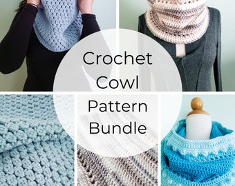 CROCHET PATTERN BUNDLE: 3 Cowl Patterns Collection. Neck Warmer Crocheted Pattern Bundle.