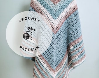 CROCHET PATTERN: Seaside Shawl Pattern, Triangle Scarf Crochet Pattern, Crocheted Triangle Wrap for Women