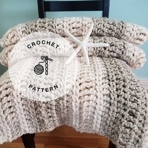 CROCHET PATTERN: Oregon Chunky Easy Afghan Crochet. Crochet Chunky Blanket Pattern.