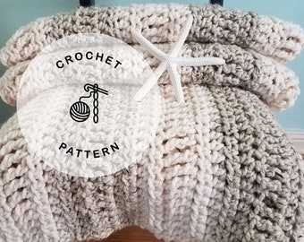 CROCHET PATTERN: Oregon Chunky Easy Afghan Crochet. Crochet Chunky Blanket Pattern.