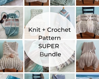 Knit and Crochet Pattern SUPER BUNDLE: 41 Patterns Collection. Blankets, cowls, shawl, mittens and other accessories plus crochet planner