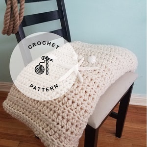 CROCHET PATTERN: White Water Crochet Blanket, Chunky Crochet Oversized Throw image 2