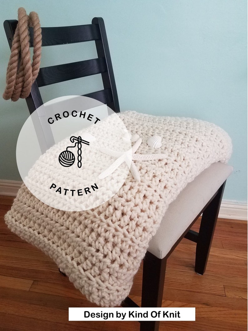 CROCHET PATTERN: White Water Crochet Blanket, Chunky Crochet Oversized Throw image 2